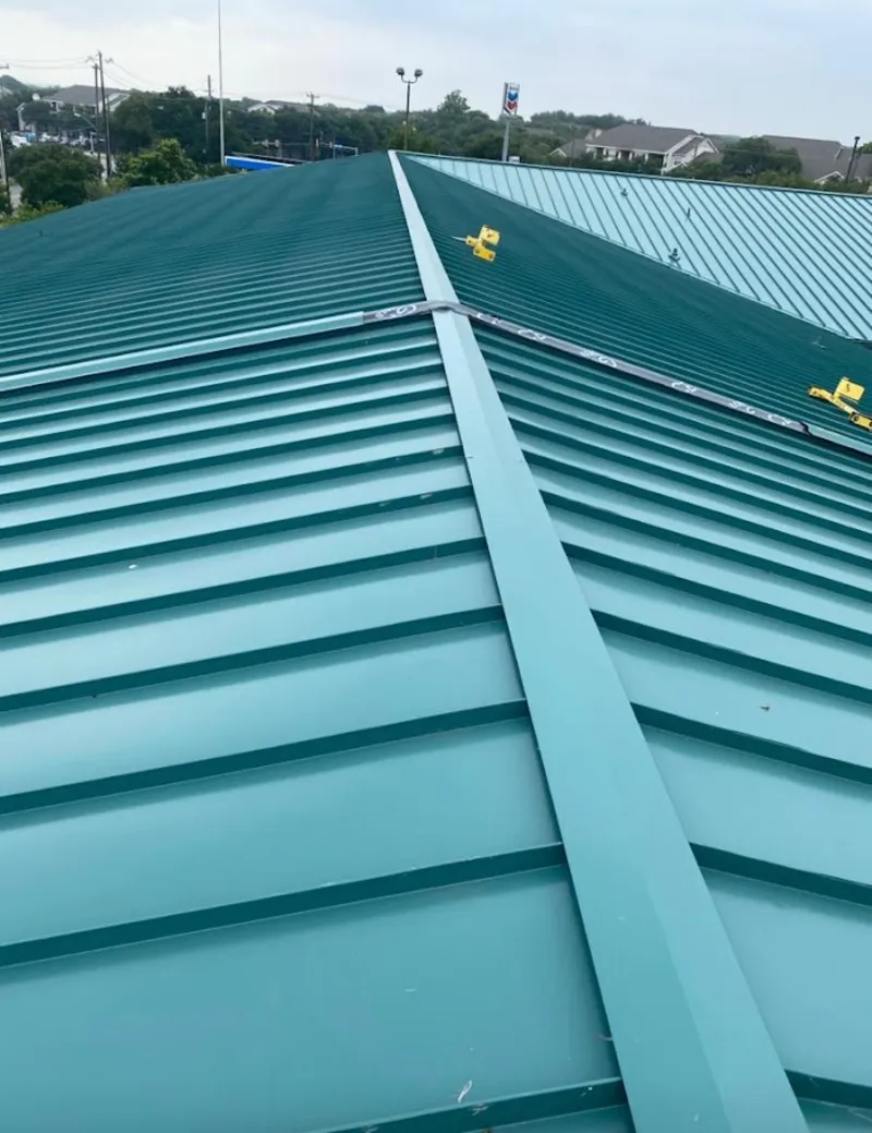 Green commercial metal roof ridge and valley for Metal Roof Repair in Cold Springs